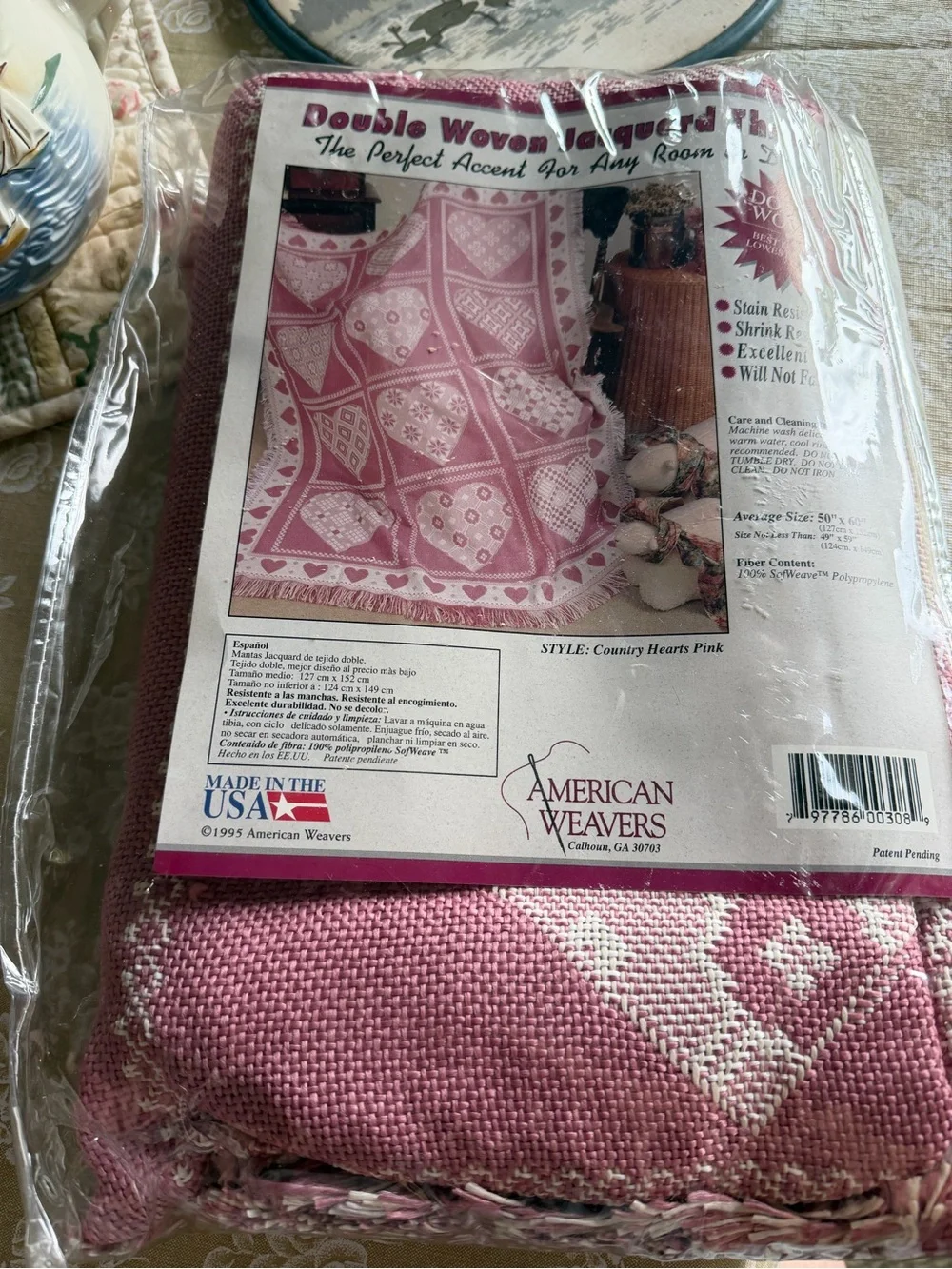 Cottagecore Double Woven Heart Accent Throw Blanket - Pink blanket